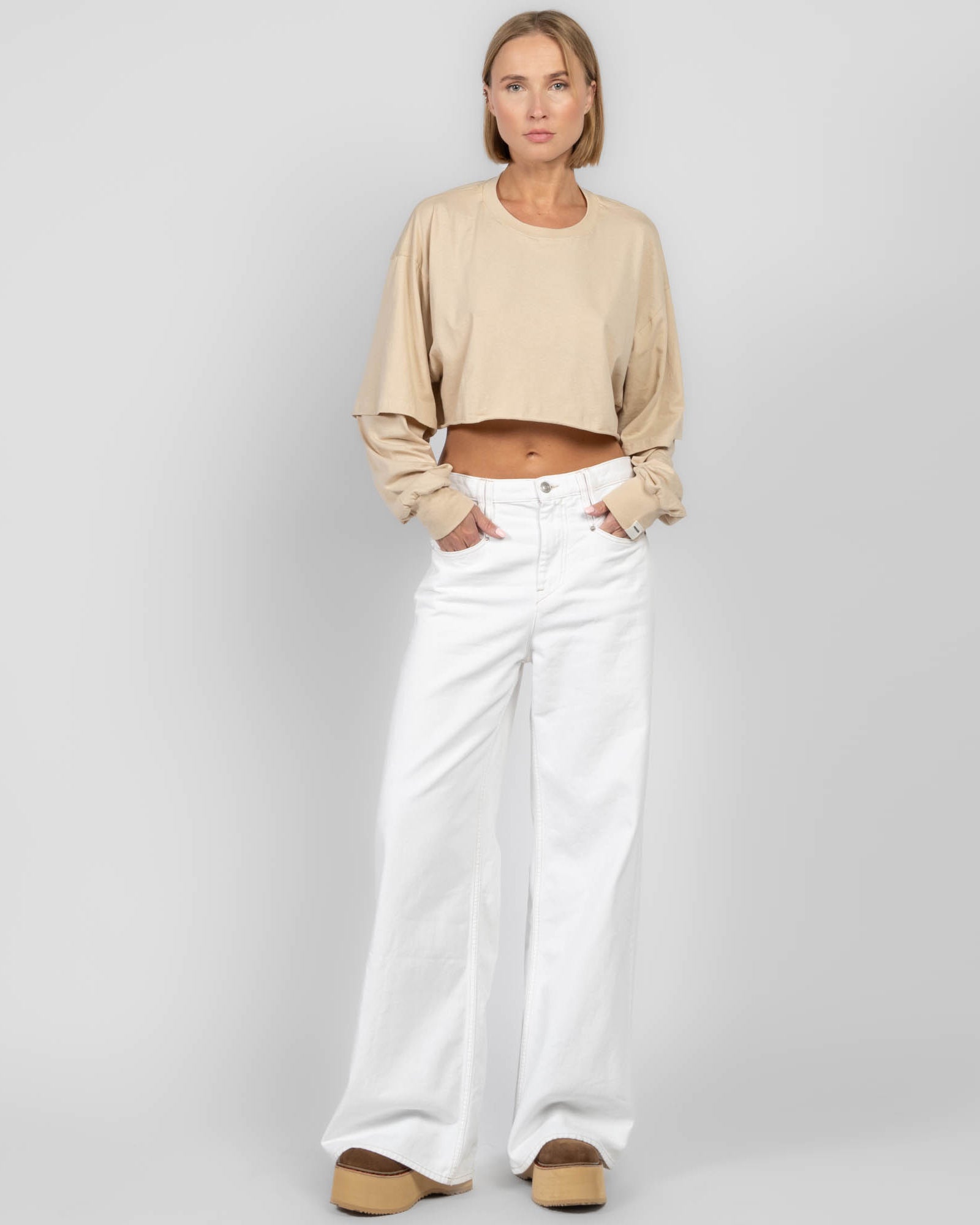 1.38 Easy Breeze Double Sleeve Crooped Shirt