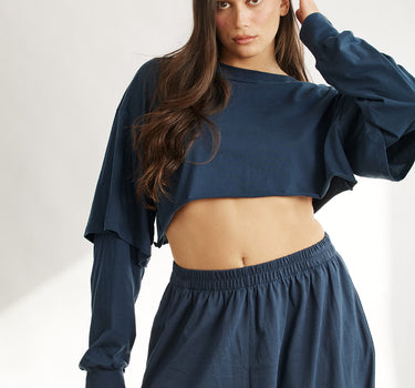 1.38 Easy Breeze Double Sleeve Crooped Shirt